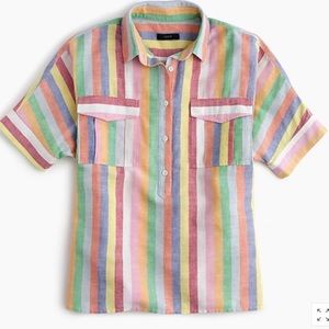 J Crew Linen Candy Stripe Blouse
